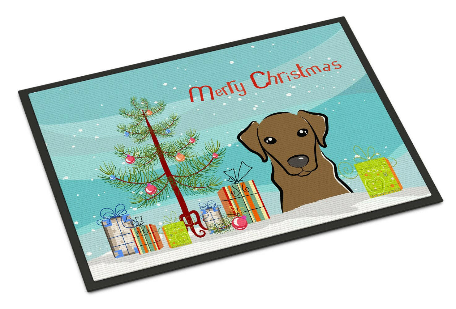 Christmas Tree and Chocolate Labrador Indoor or Outdoor Mat 24x36 BB1606JMAT - the-store.com