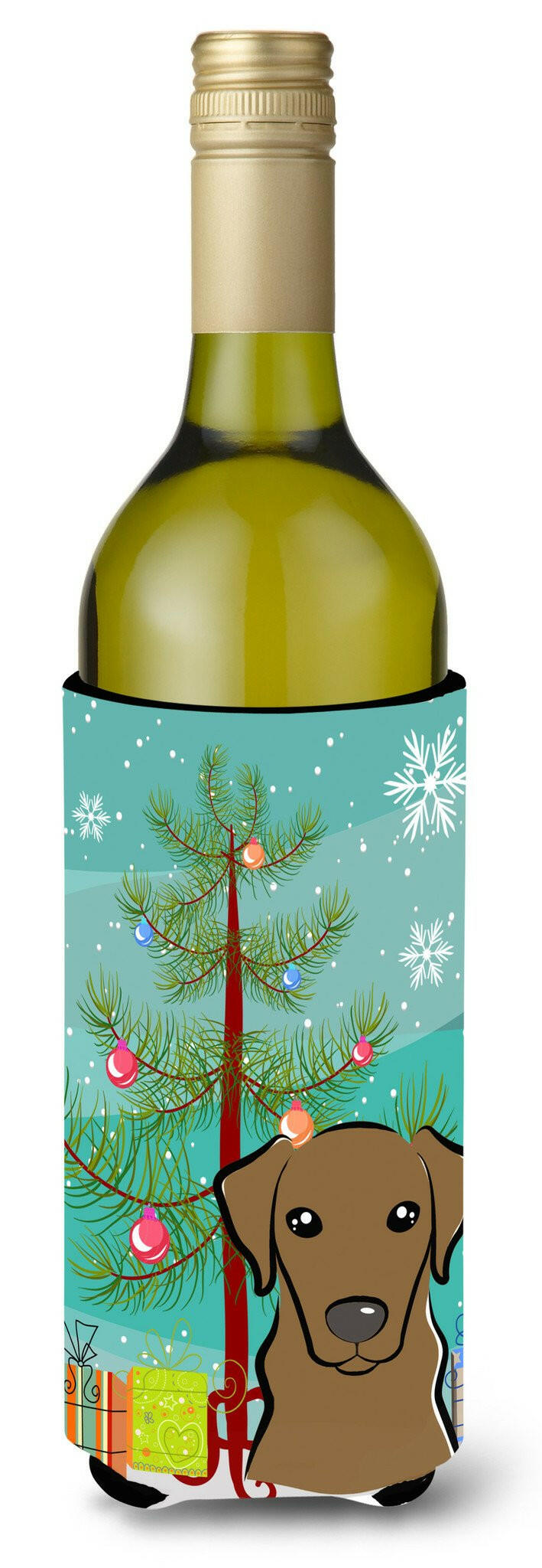 Christmas Tree and Chocolate Labrador Wine Bottle Beverage Insulator Hugger BB1606LITERK by Caroline's Treasures