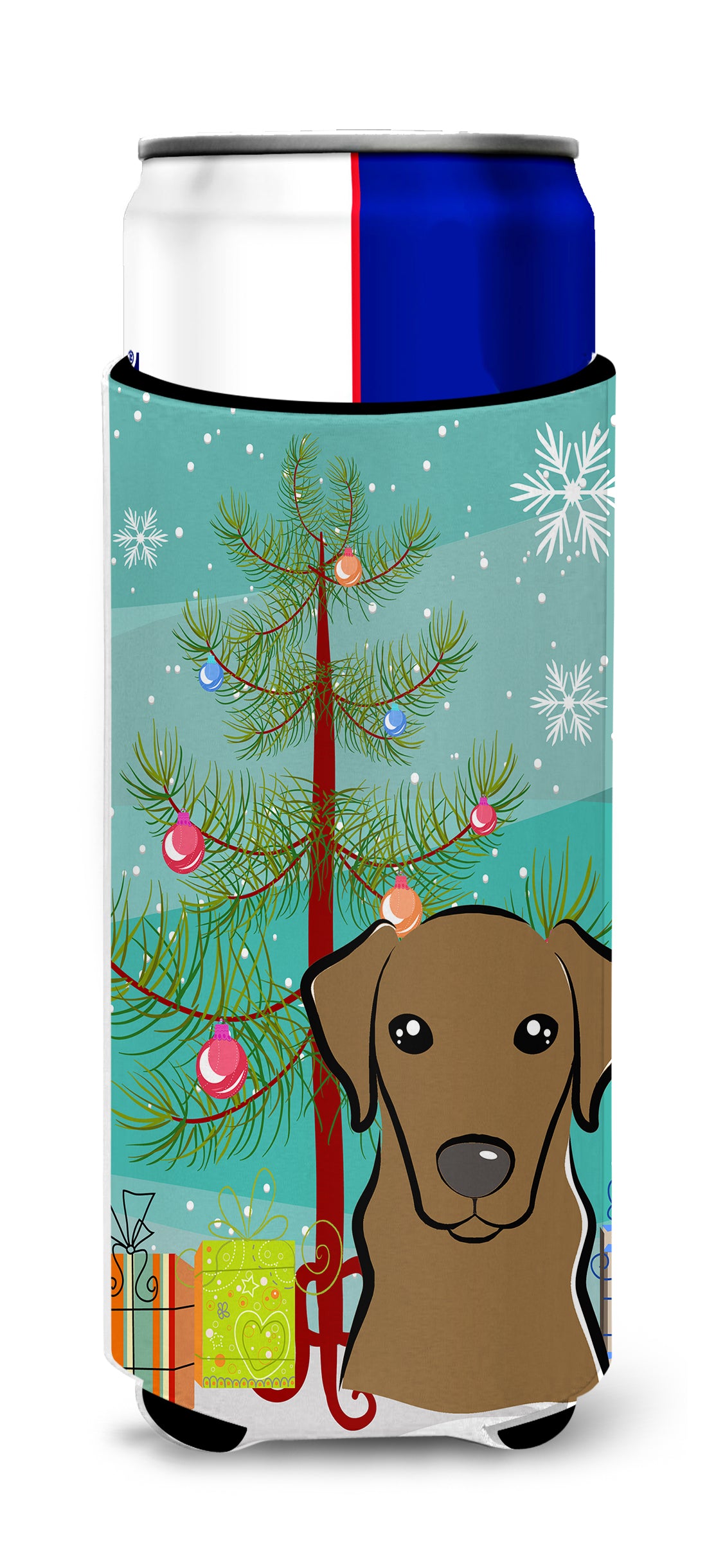 Christmas Tree and Chocolate Labrador Ultra Beverage Insulators for slim cans BB1606MUK