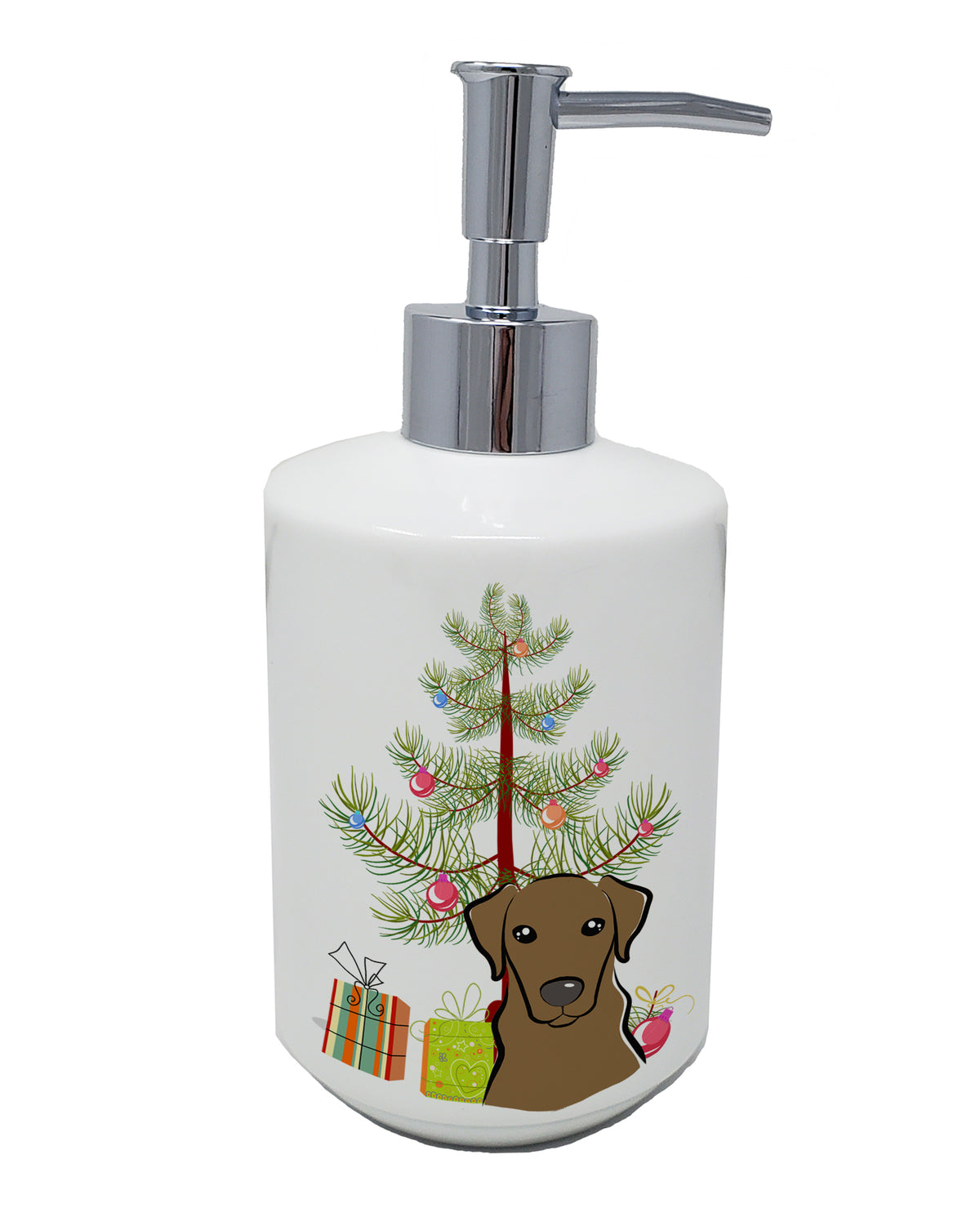 Buy this Christmas Tree and Chocolate Labrador Ceramic Soap Dispenser