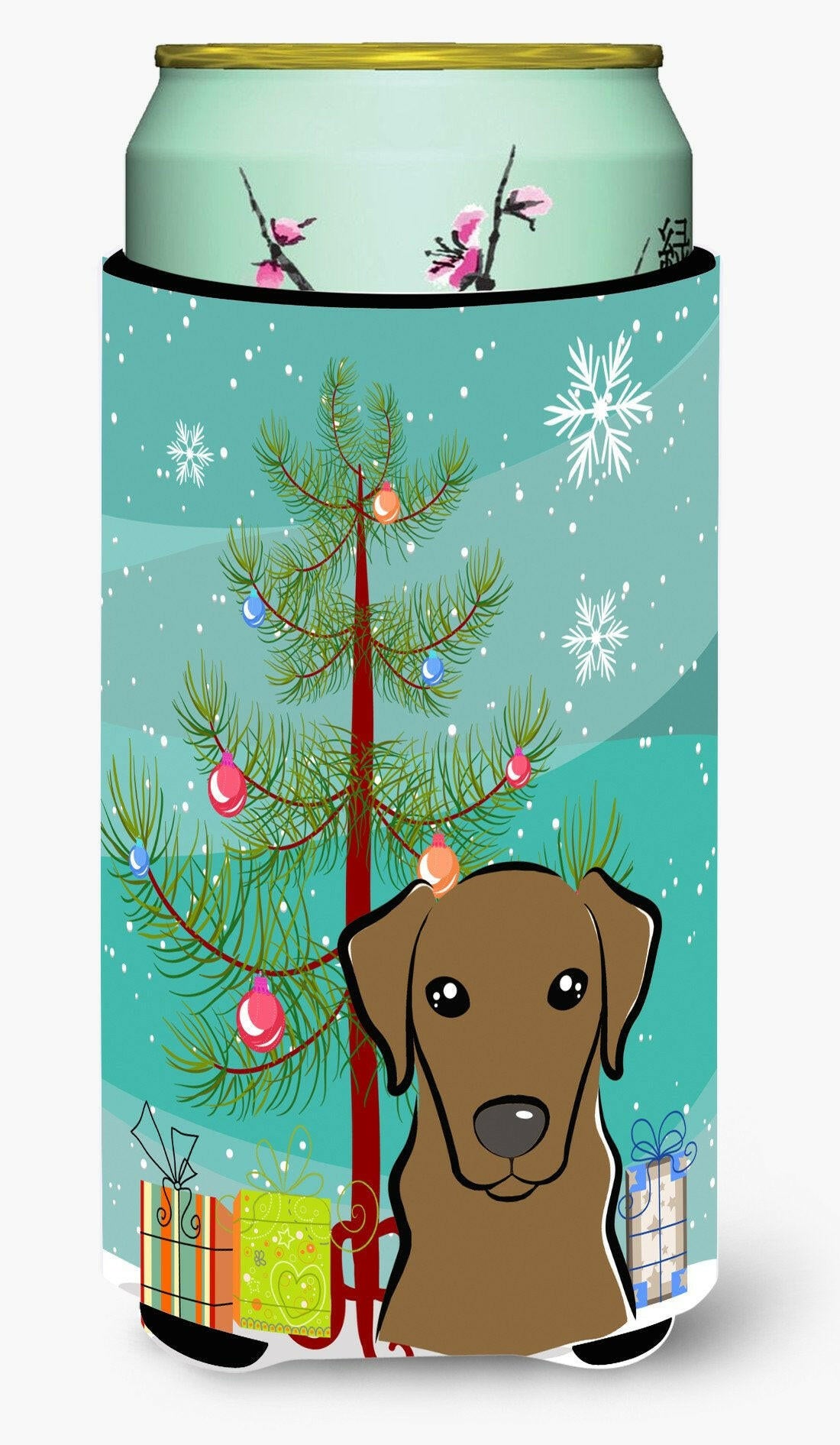 Christmas Tree and Chocolate Labrador Tall Boy Beverage Insulator Hugger BB1606TBC by Caroline&#39;s Treasures