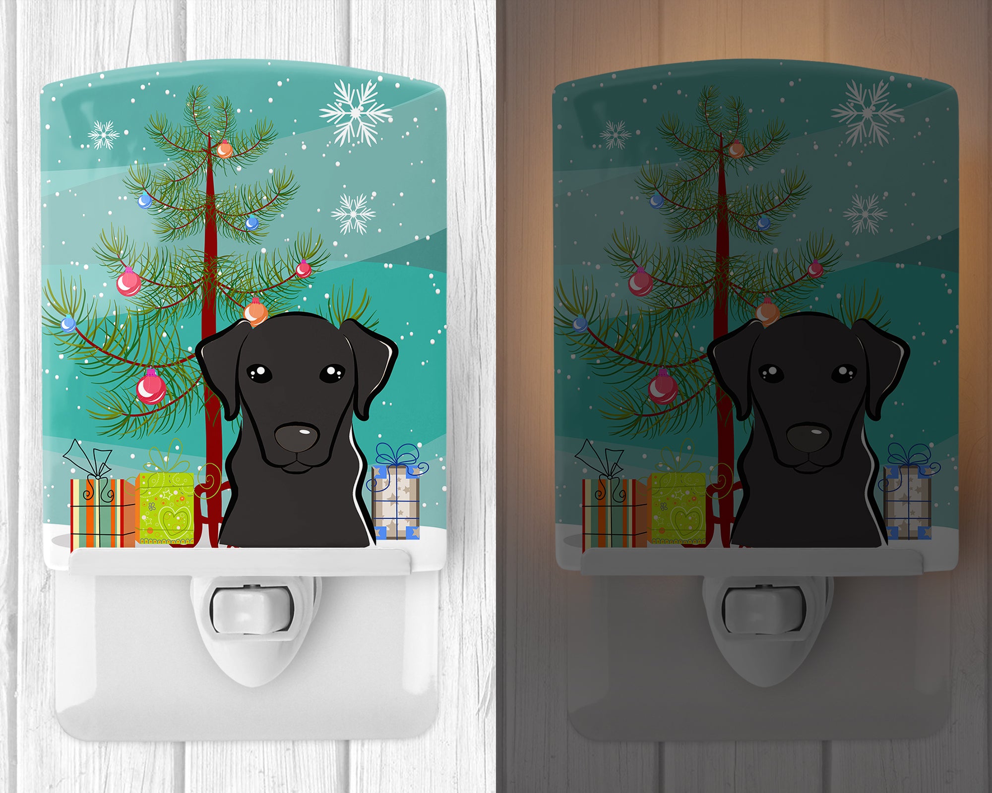 Christmas Tree and Black Labrador Ceramic Night Light BB1607CNL - the-store.com