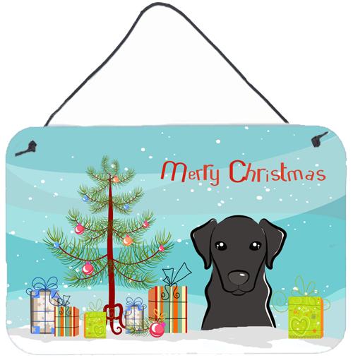 Christmas Tree and Black Labrador Wall or Door Hanging Prints BB1607DS812 by Caroline&#39;s Treasures