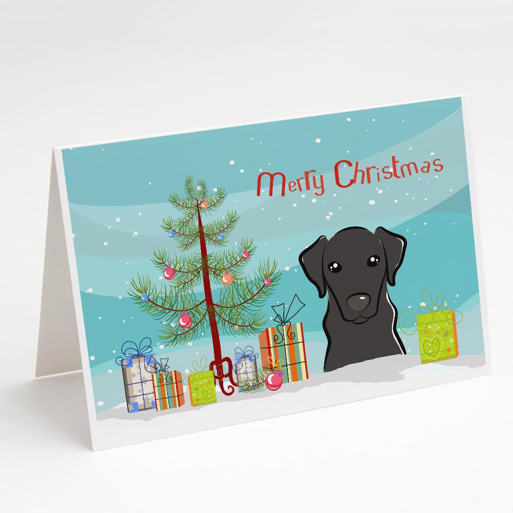 Buy this Christmas Tree and Black Labrador Greeting Cards and Envelopes Pack of 8