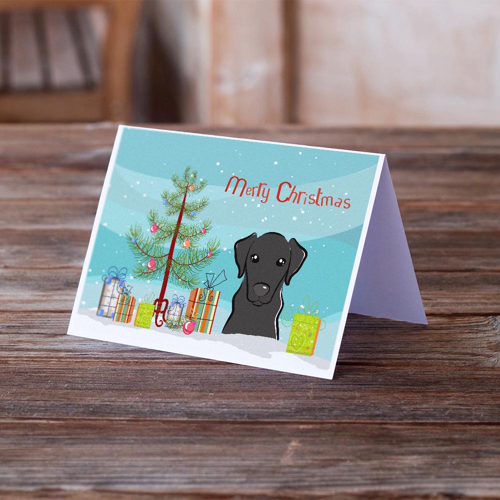 Christmas Tree and Black Labrador Greeting Cards and Envelopes Pack of 8 - the-store.com