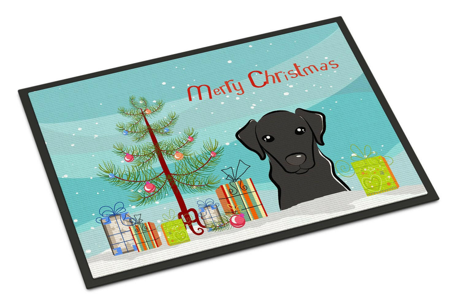 Christmas Tree and Black Labrador Indoor or Outdoor Mat 24x36 BB1607JMAT - the-store.com