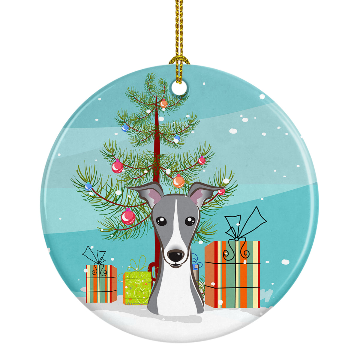 Christmas Tree and Italian Greyhound Ceramic Ornament BB1608CO1 - the-store.com