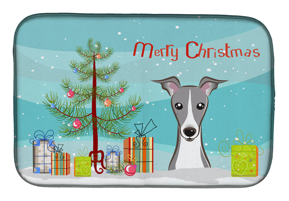 Christmas Tree and Italian Greyhound Dish Drying Mat BB1608DDM