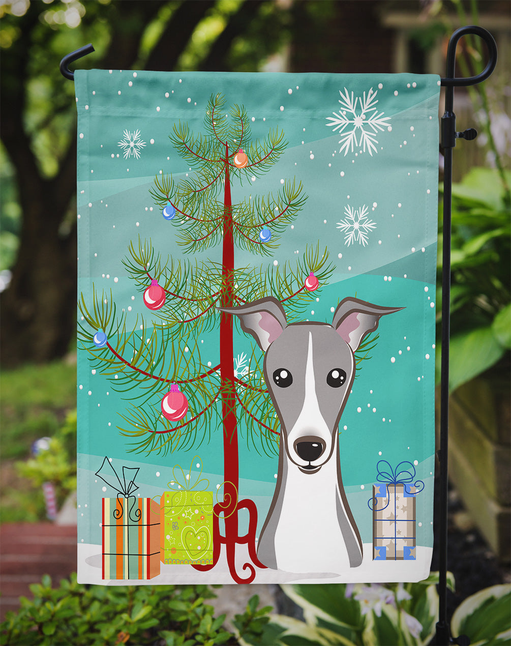 Christmas Tree and Italian Greyhound Flag Garden Size BB1608GF.
