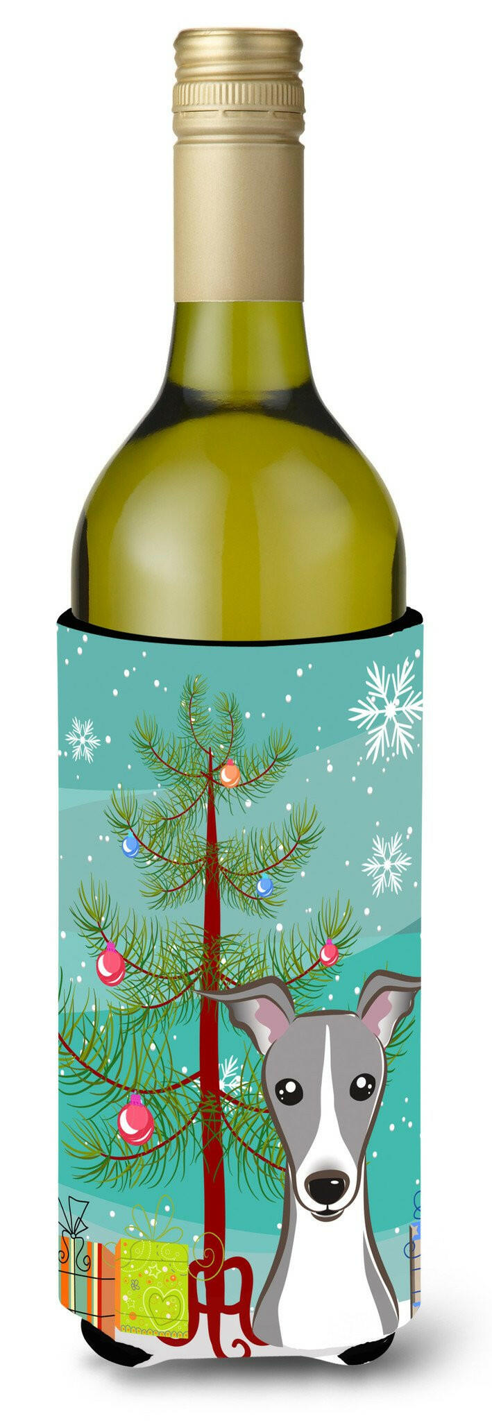 Christmas Tree and Italian Greyhound Wine Bottle Beverage Insulator Hugger BB1608LITERK by Caroline&#39;s Treasures