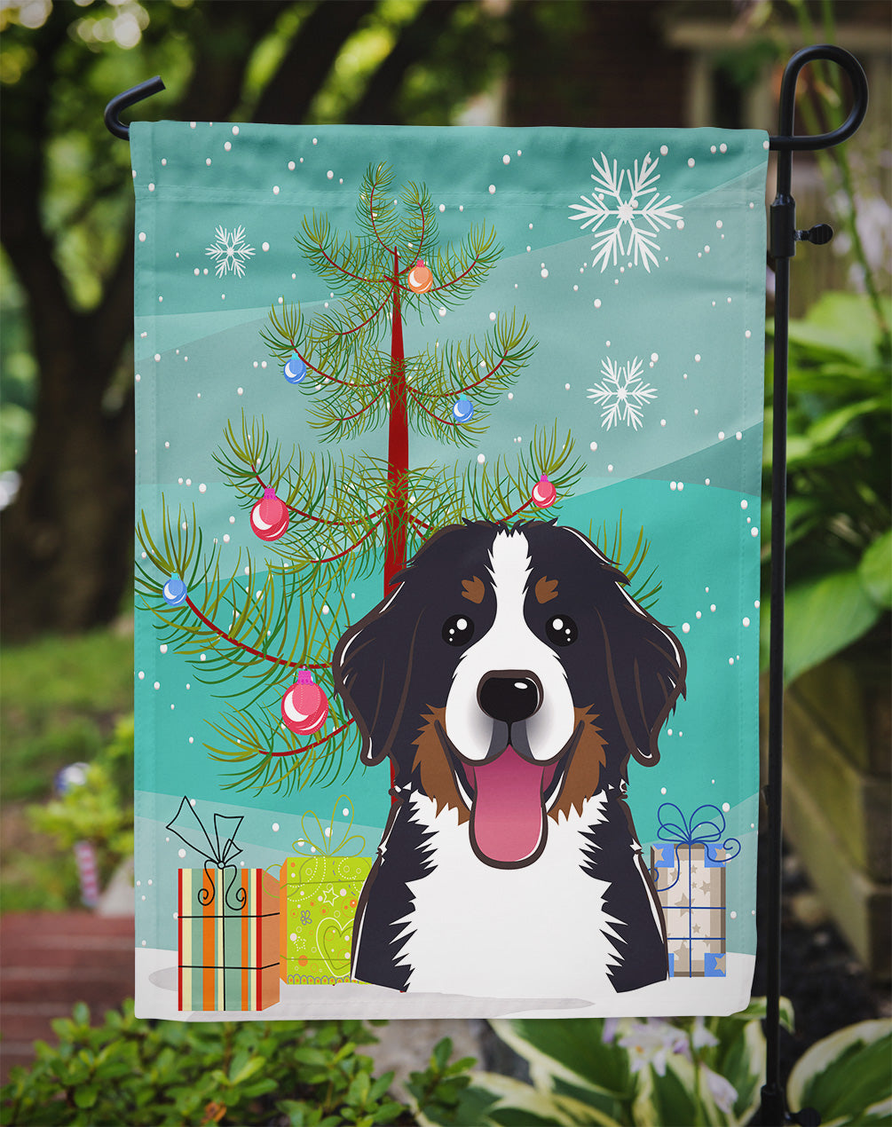 Christmas Tree and Bernese Mountain Dog Flag Garden Size BB1609GF.
