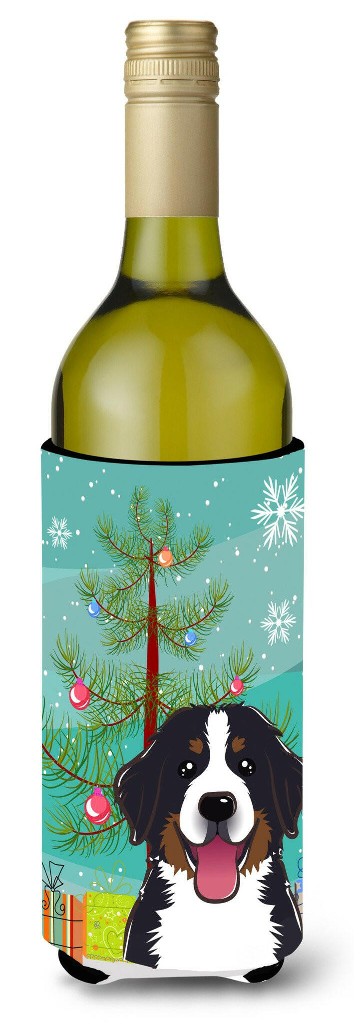 Christmas Tree and Bernese Mountain Dog Wine Bottle Beverage Insulator Hugger BB1609LITERK by Caroline&#39;s Treasures