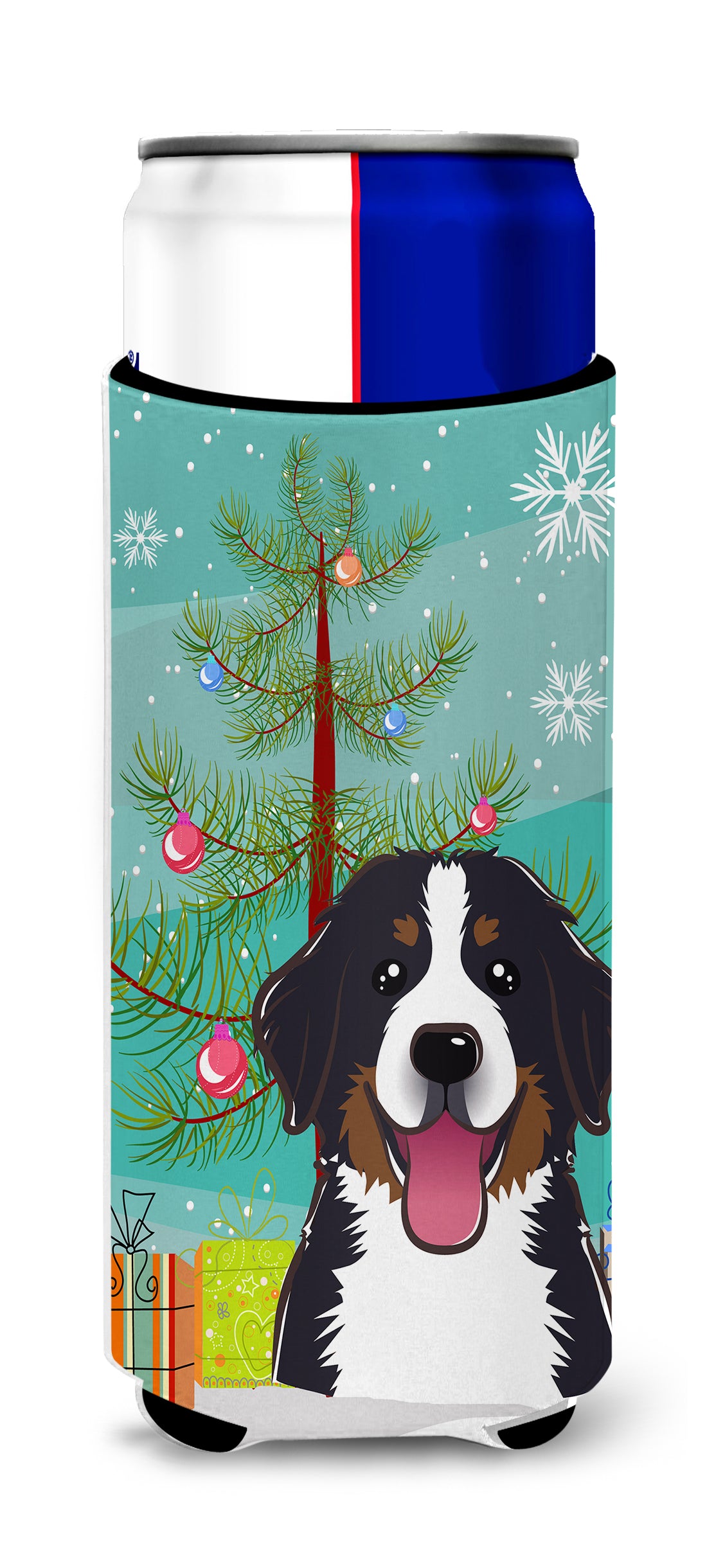 Christmas Tree and Bernese Mountain Dog Ultra Beverage Insulators for slim cans BB1609MUK  the-store.com.