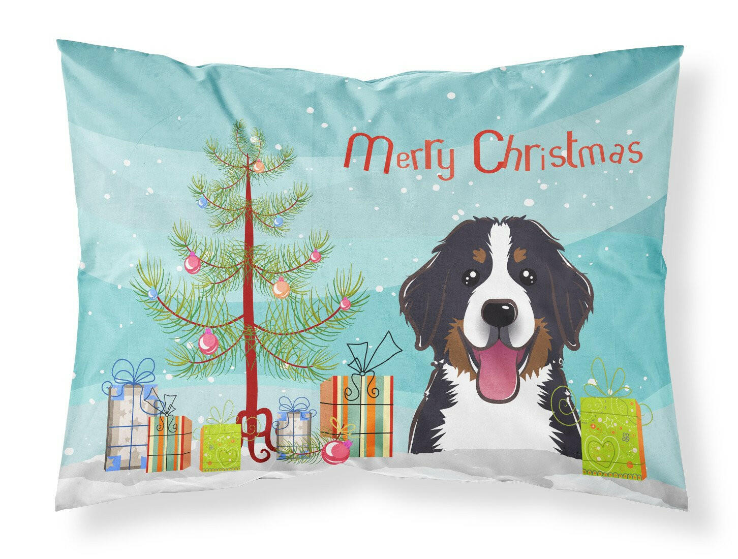 Christmas Tree and Bernese Mountain Dog Fabric Standard Pillowcase BB1609PILLOWCASE by Caroline's Treasures