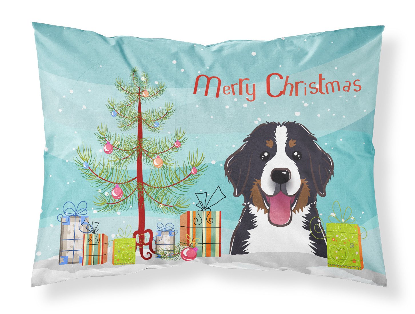 Christmas Tree and Bernese Mountain Dog Fabric Standard Pillowcase BB1609PILLOWCASE by Caroline's Treasures