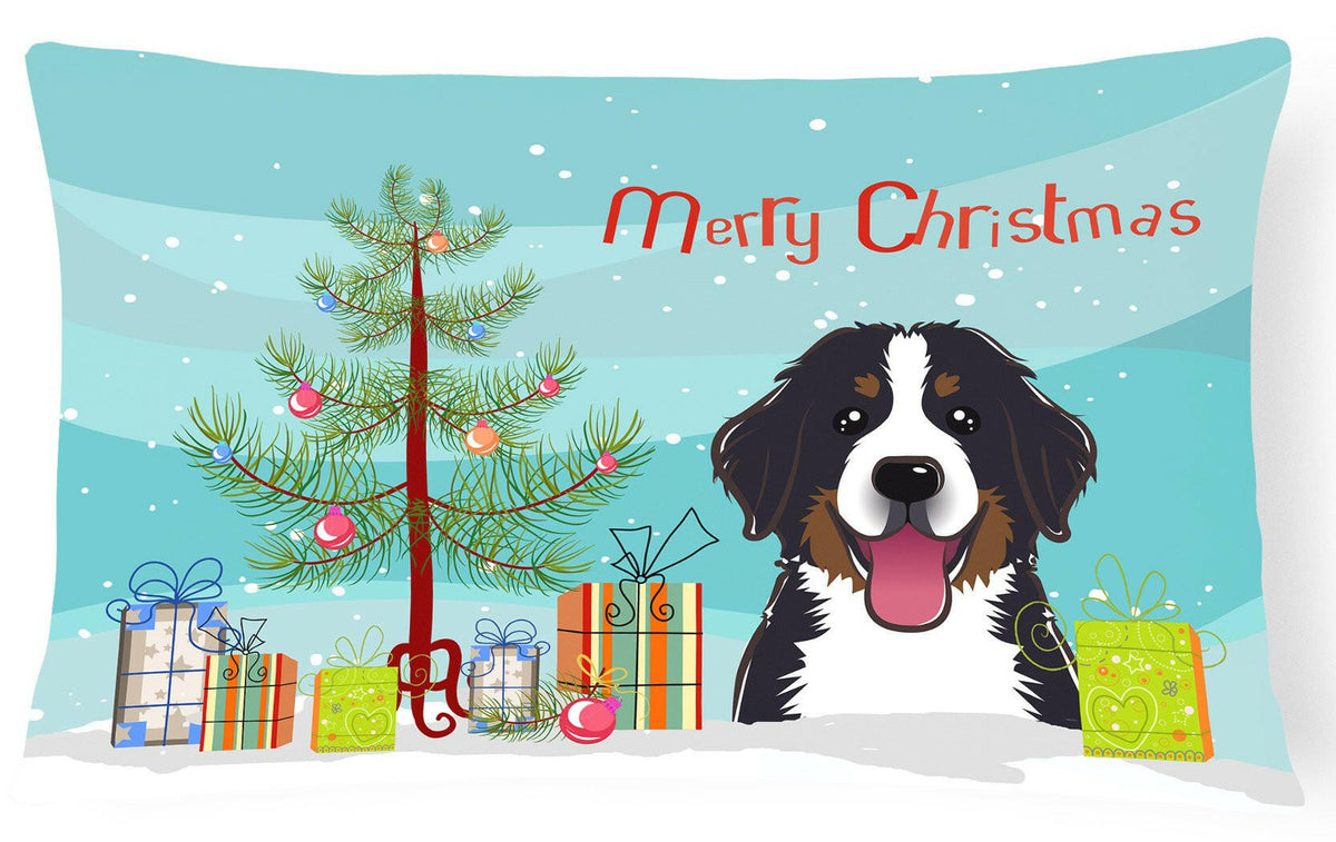 Christmas Tree and Bernese Mountain Dog Fabric Decorative Pillow BB1609PW1216 by Caroline&#39;s Treasures