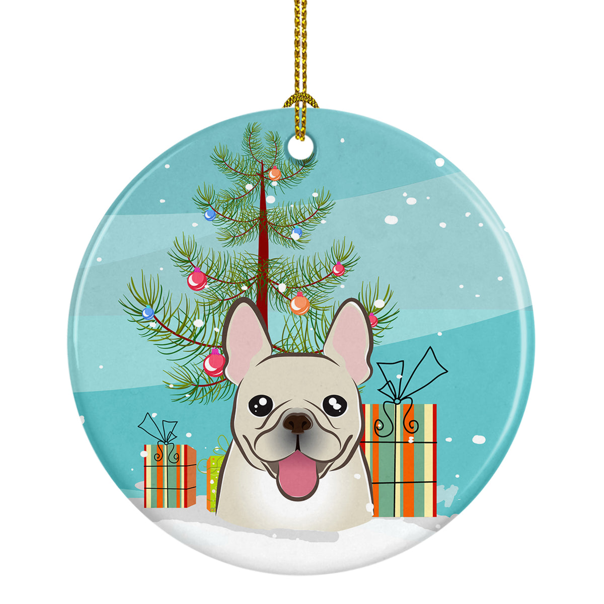 Christmas Tree and French Bulldog Ceramic Ornament BB1610CO1 - the-store.com