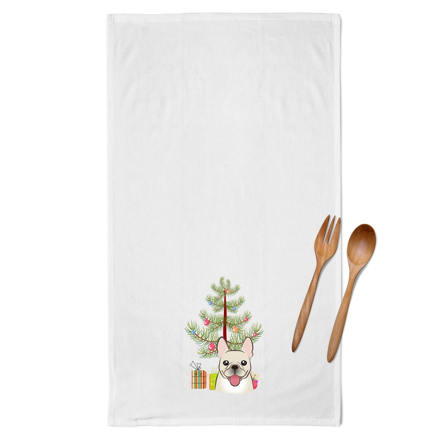 Christmas Tree and French Bulldog White Kitchen Towel Set of 2 BB1610WTKT by Caroline's Treasures