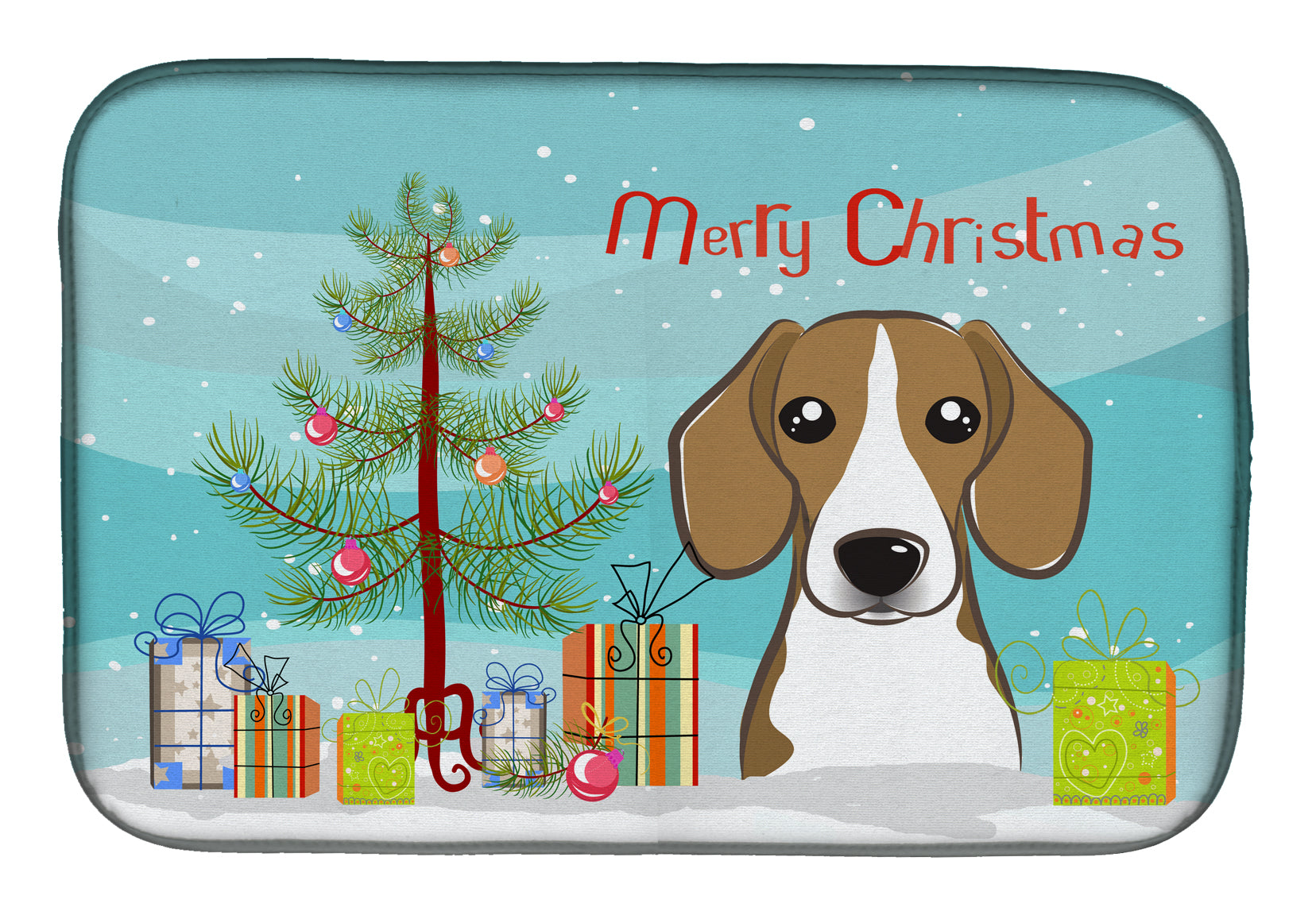 Christmas Tree and Beagle Dish Drying Mat BB1611DDM  the-store.com.