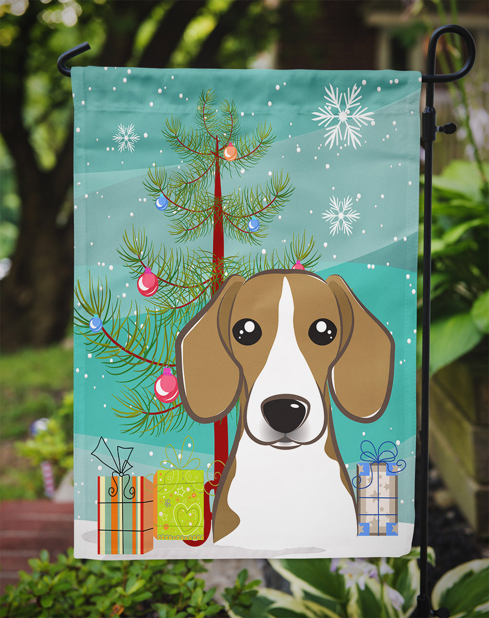 Christmas Tree and Beagle Flag Garden Size BB1611GF.