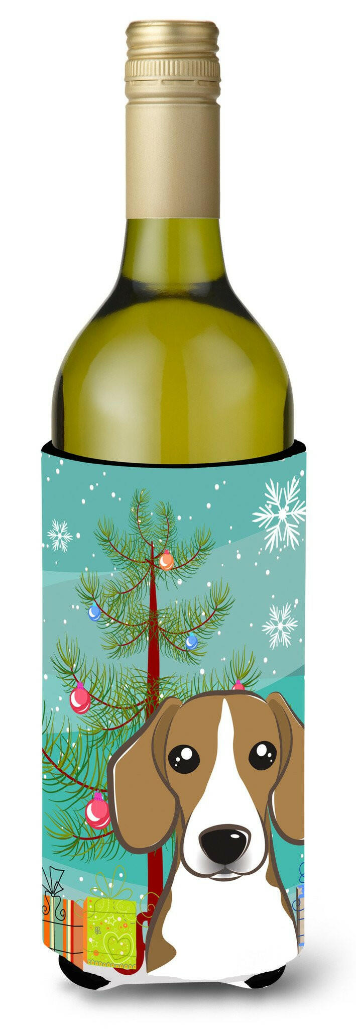 Christmas Tree and Beagle Wine Bottle Beverage Insulator Hugger BB1611LITERK by Caroline&#39;s Treasures