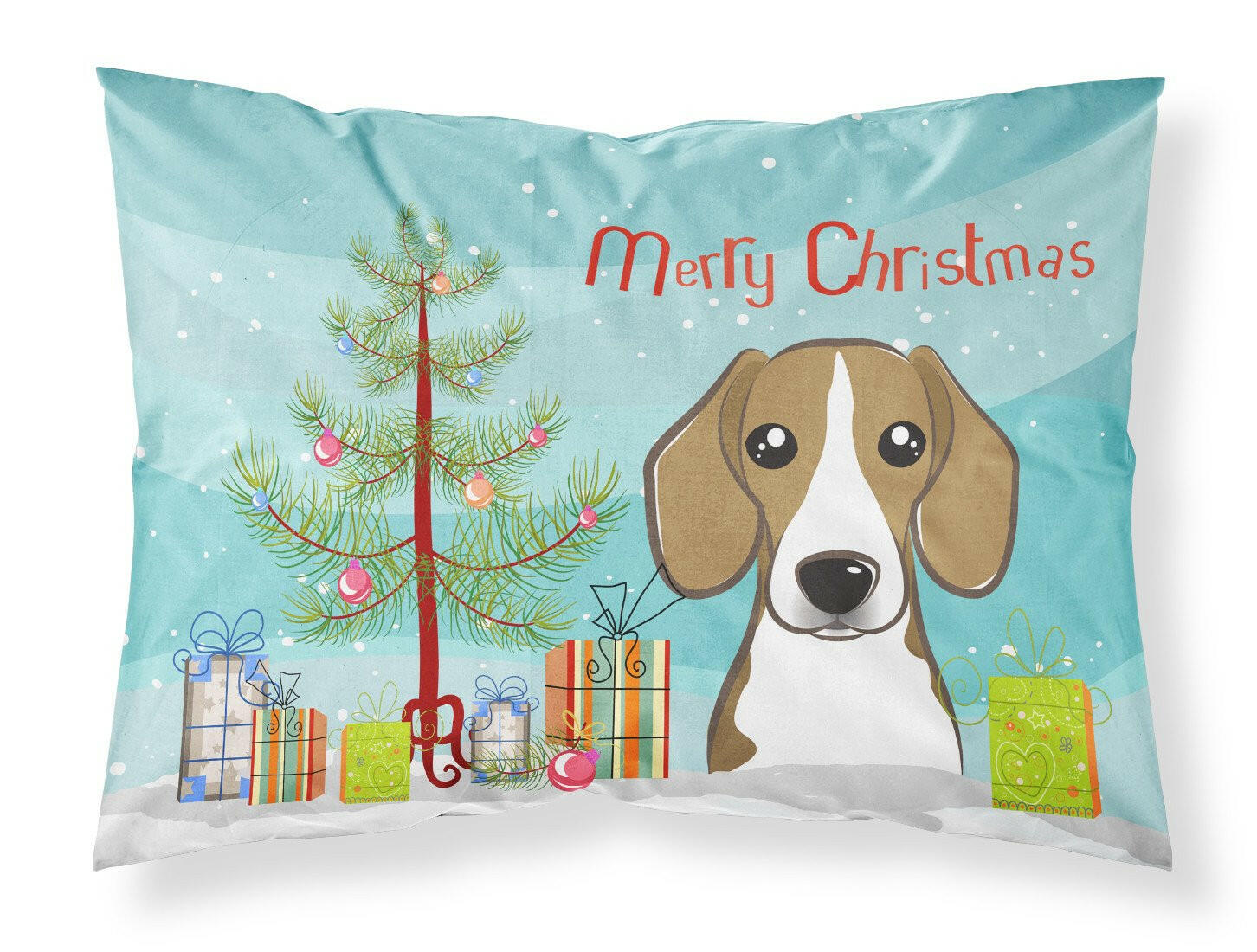 Christmas Tree and Beagle Fabric Standard Pillowcase BB1611PILLOWCASE by Caroline's Treasures