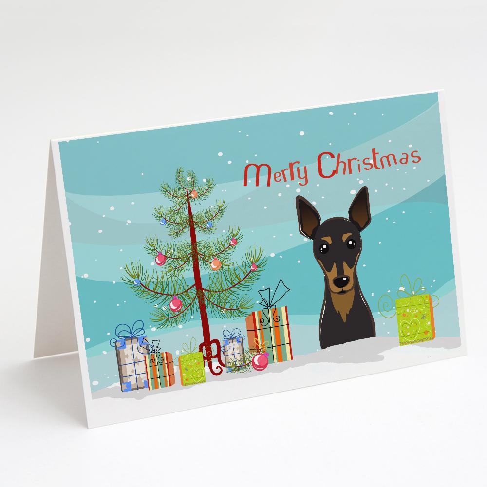 Buy this Christmas Tree and Min Pin Greeting Cards and Envelopes Pack of 8