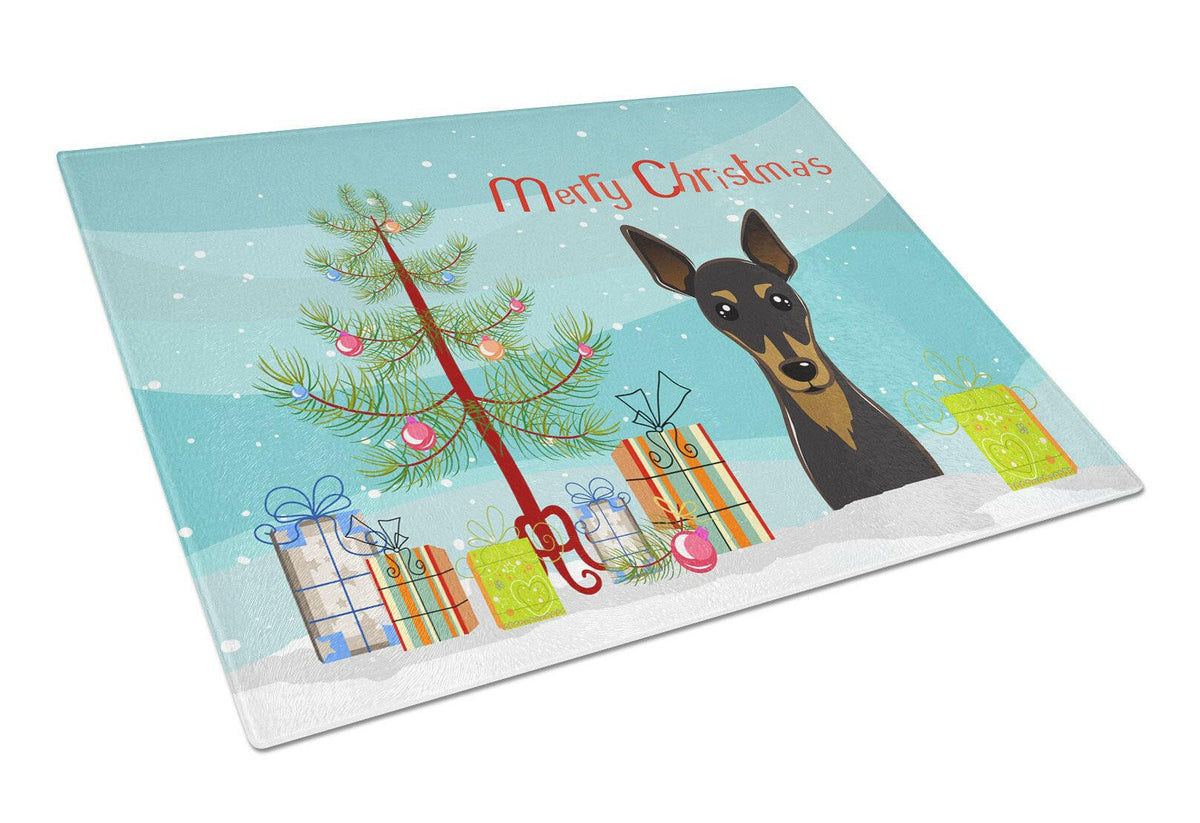 Christmas Tree and Min Pin Glass Cutting Board Large BB1612LCB by Caroline&#39;s Treasures