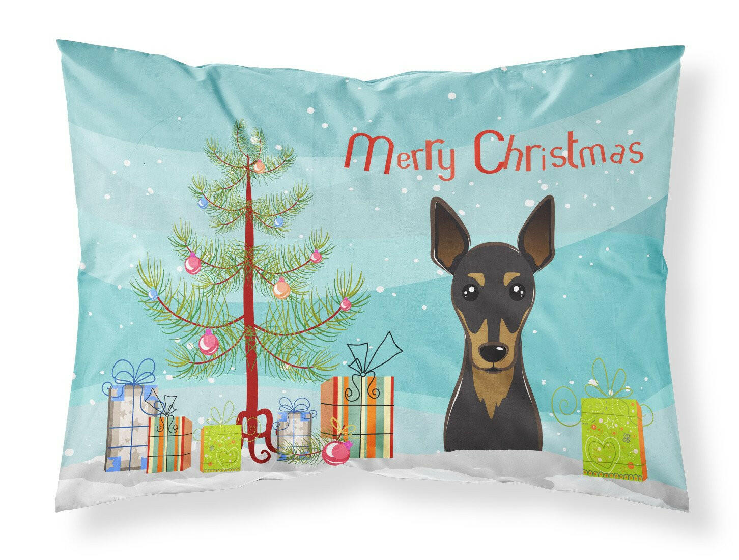 Christmas Tree and Min Pin Fabric Standard Pillowcase BB1612PILLOWCASE by Caroline's Treasures