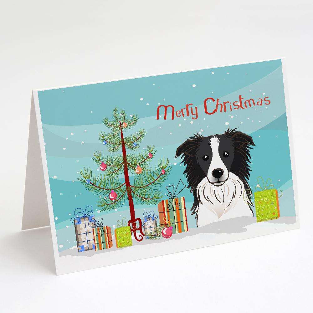 Buy this Christmas Tree and Border Collie Greeting Cards and Envelopes Pack of 8