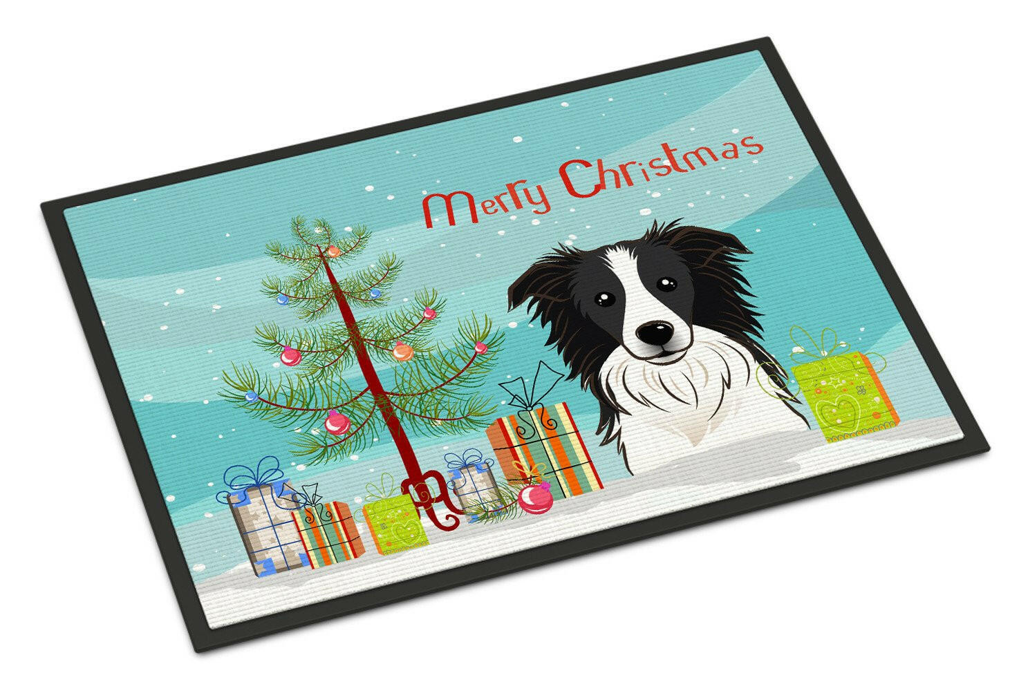 Christmas Tree and Border Collie Indoor or Outdoor Mat 24x36 BB1613JMAT - the-store.com