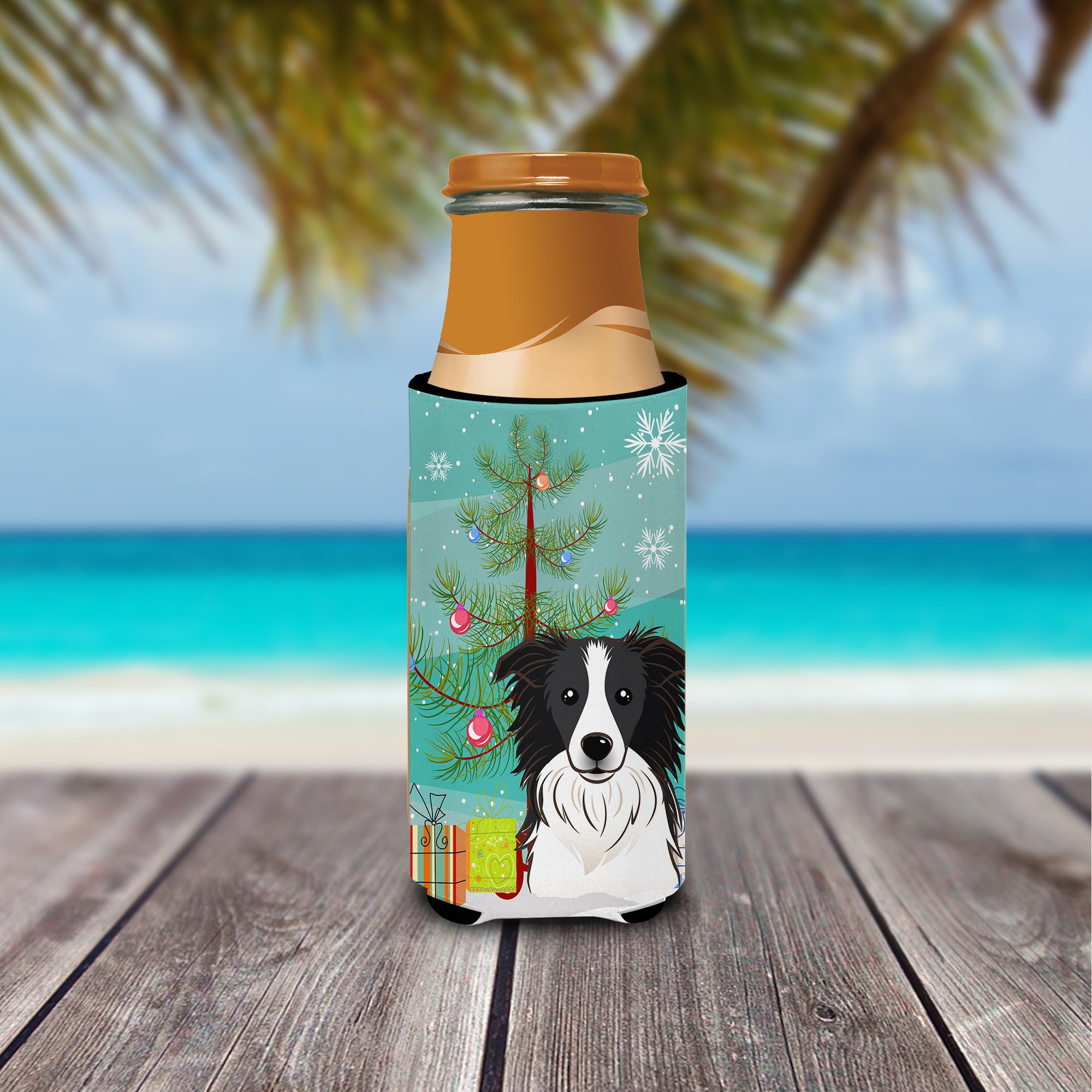 Christmas Tree and Border Collie Ultra Beverage Insulators for slim cans BB1613MUK