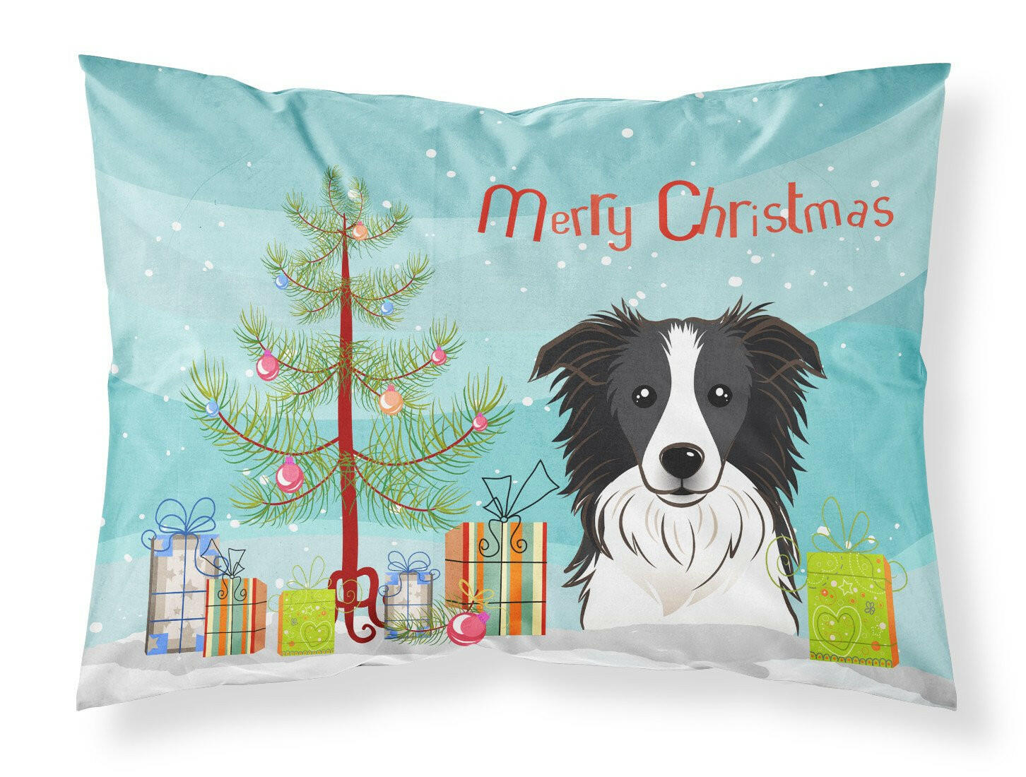 Christmas Tree and Border Collie Fabric Standard Pillowcase BB1613PILLOWCASE by Caroline's Treasures