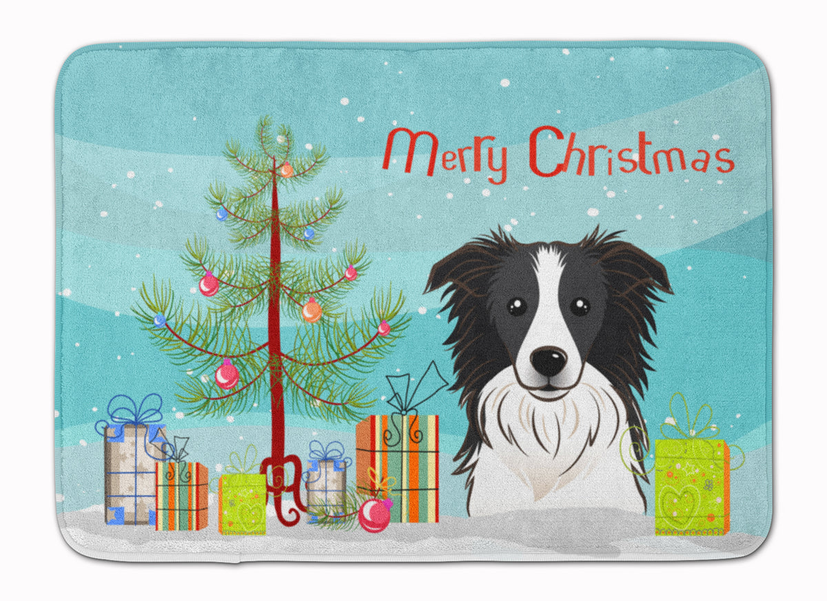 Christmas Tree and Border Collie Machine Washable Memory Foam Mat BB1613RUG - the-store.com