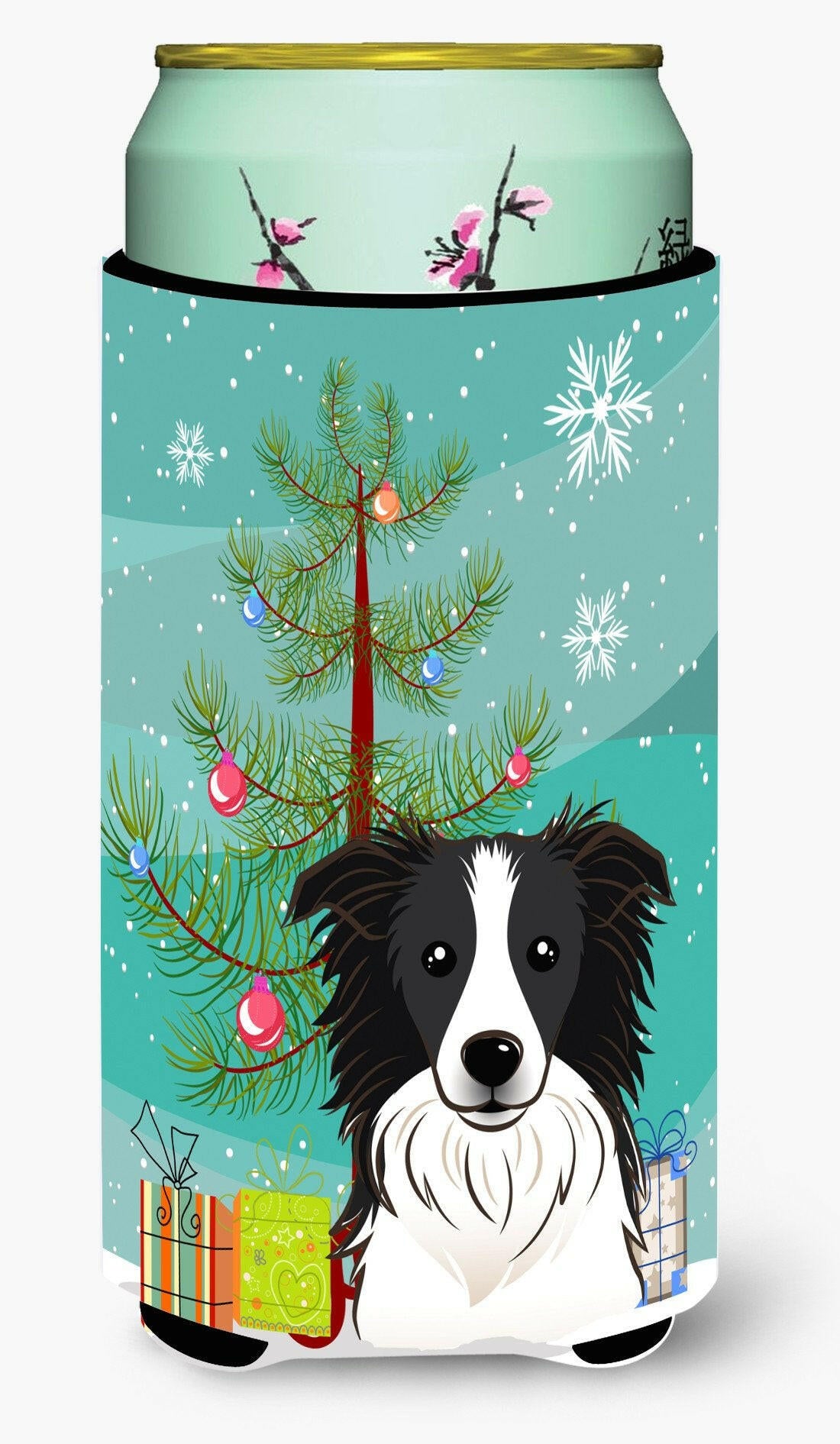 Christmas Tree and Border Collie Tall Boy Beverage Insulator Hugger BB1613TBC by Caroline&#39;s Treasures