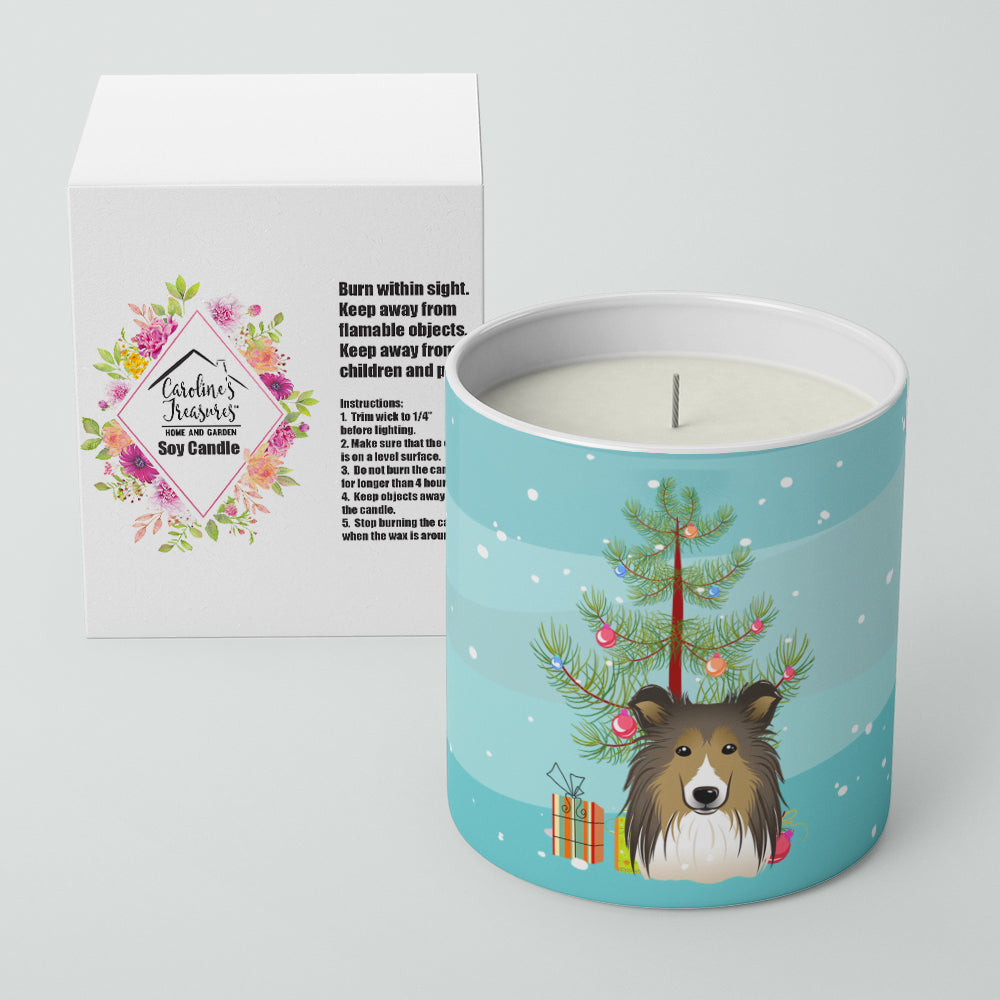 Christmas Tree and Sheltie 10 oz Decorative Soy Candle - the-store.com