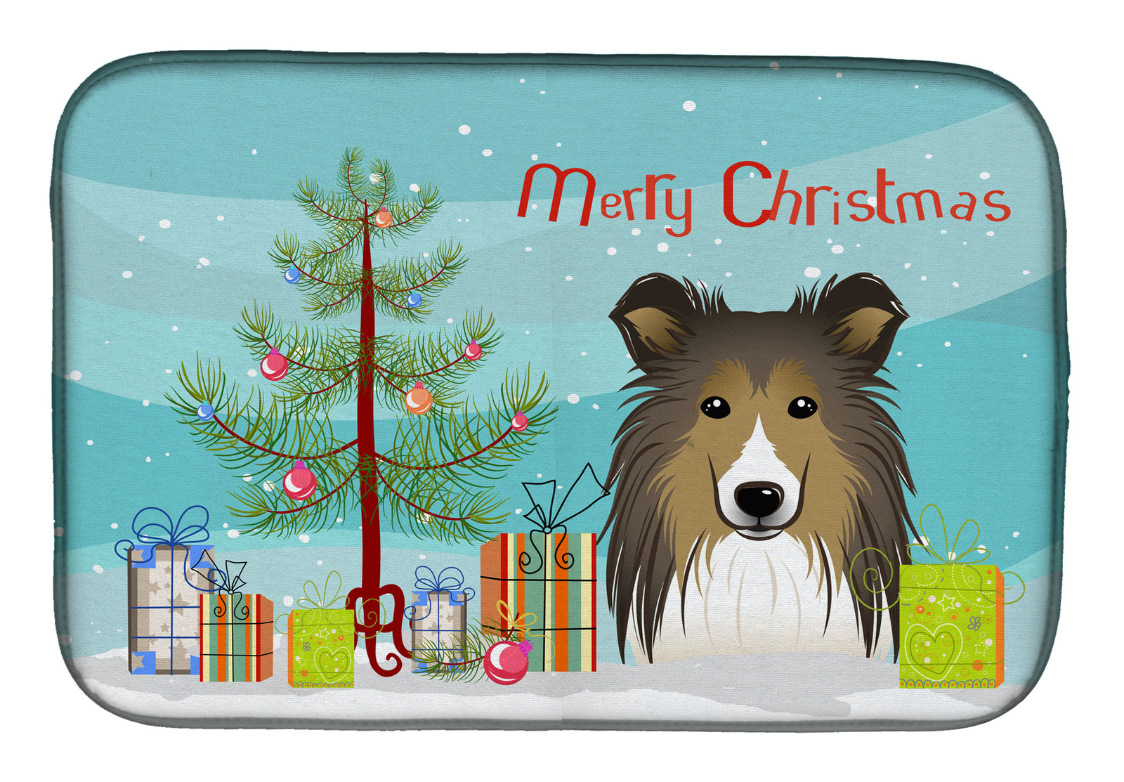 Christmas Tree and Sheltie Dish Drying Mat BB1614DDM  the-store.com.