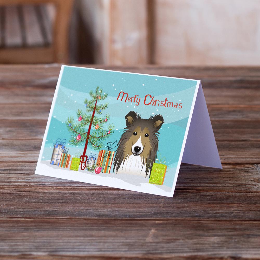 Christmas Tree and Sheltie Greeting Cards and Envelopes Pack of 8 - the-store.com