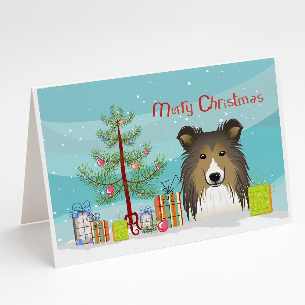 Buy this Christmas Tree and Sheltie Greeting Cards and Envelopes Pack of 8