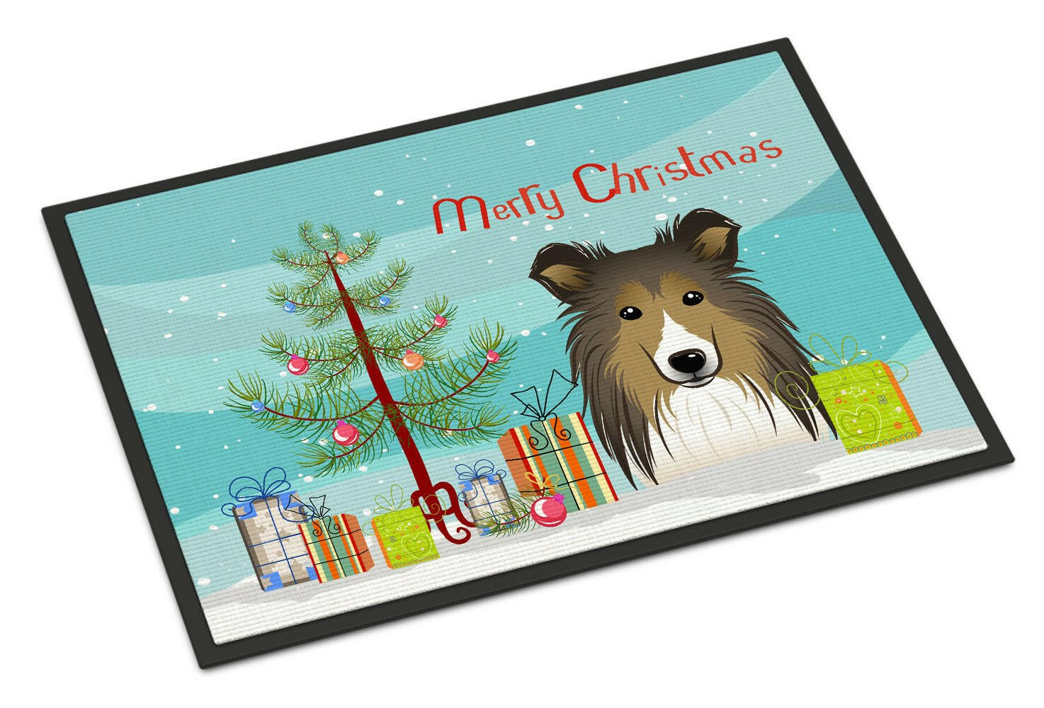 Christmas Tree and Sheltie Indoor or Outdoor Mat 24x36 BB1614JMAT - the-store.com