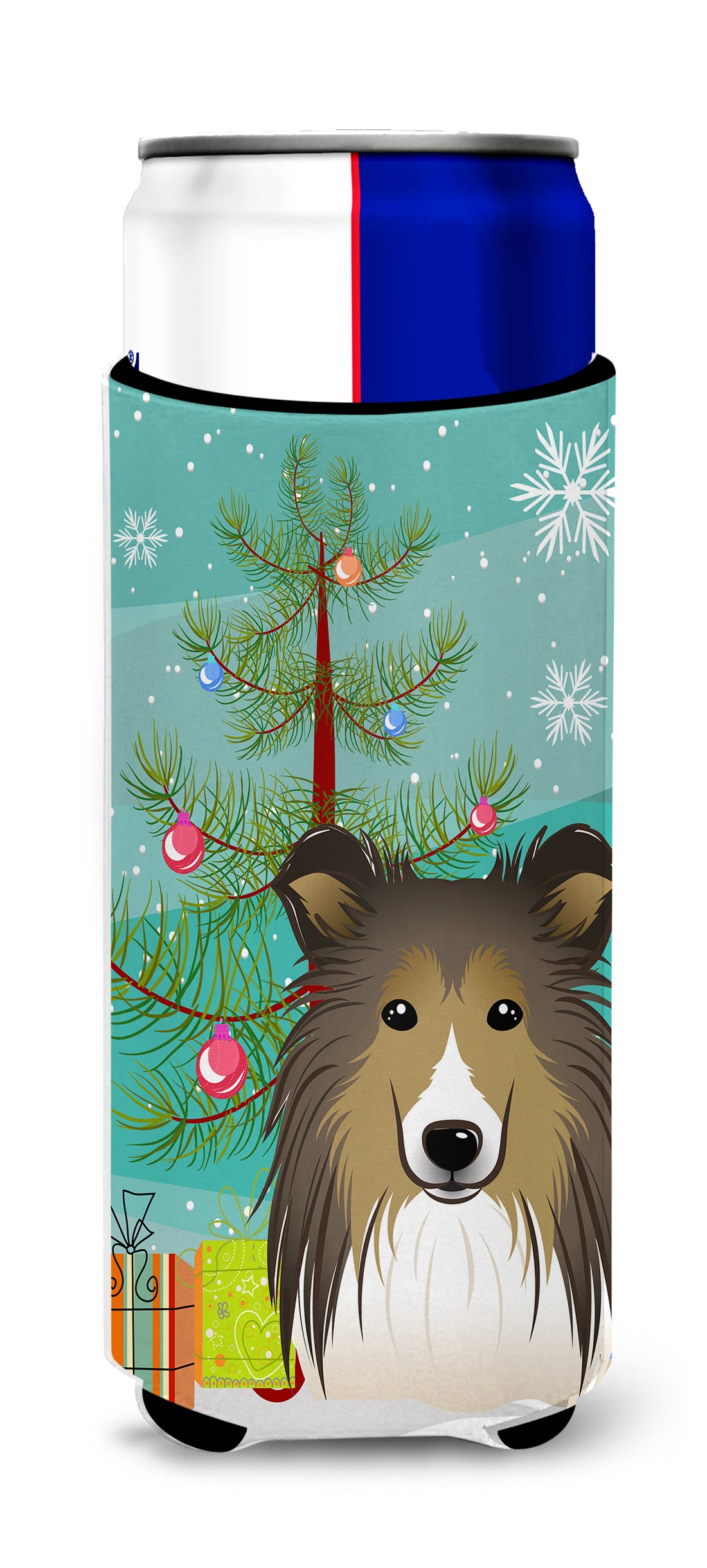 Christmas Tree and Sheltie Ultra Beverage Insulators for slim cans BB1614MUK  the-store.com.
