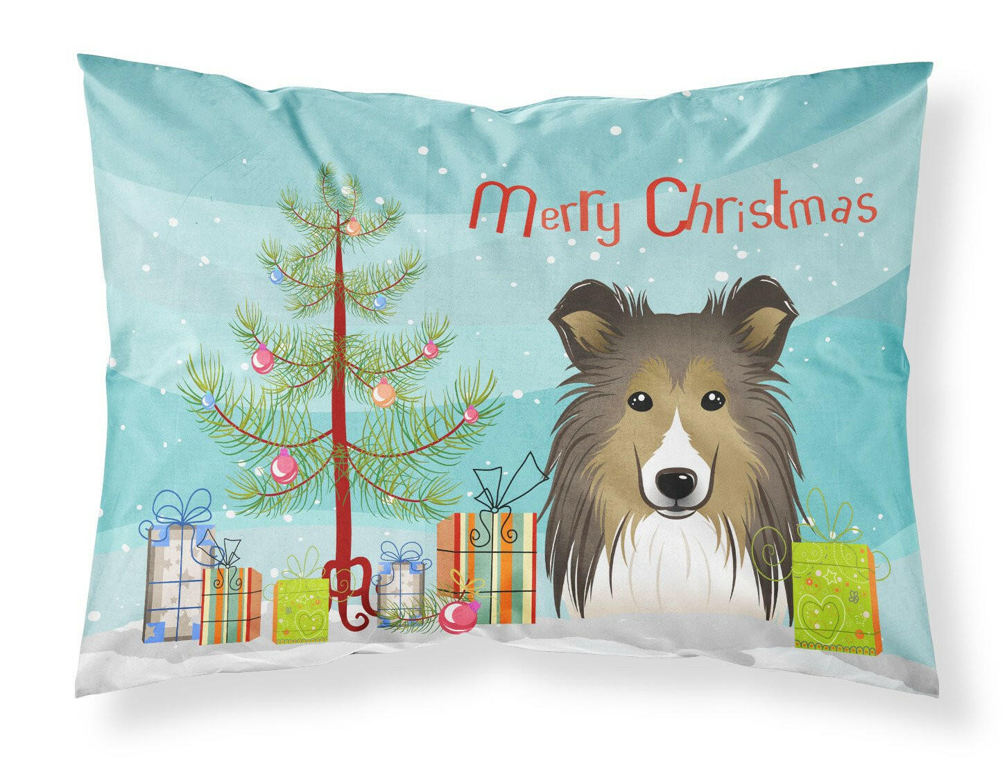 Christmas Tree and Sheltie Fabric Standard Pillowcase BB1614PILLOWCASE by Caroline's Treasures