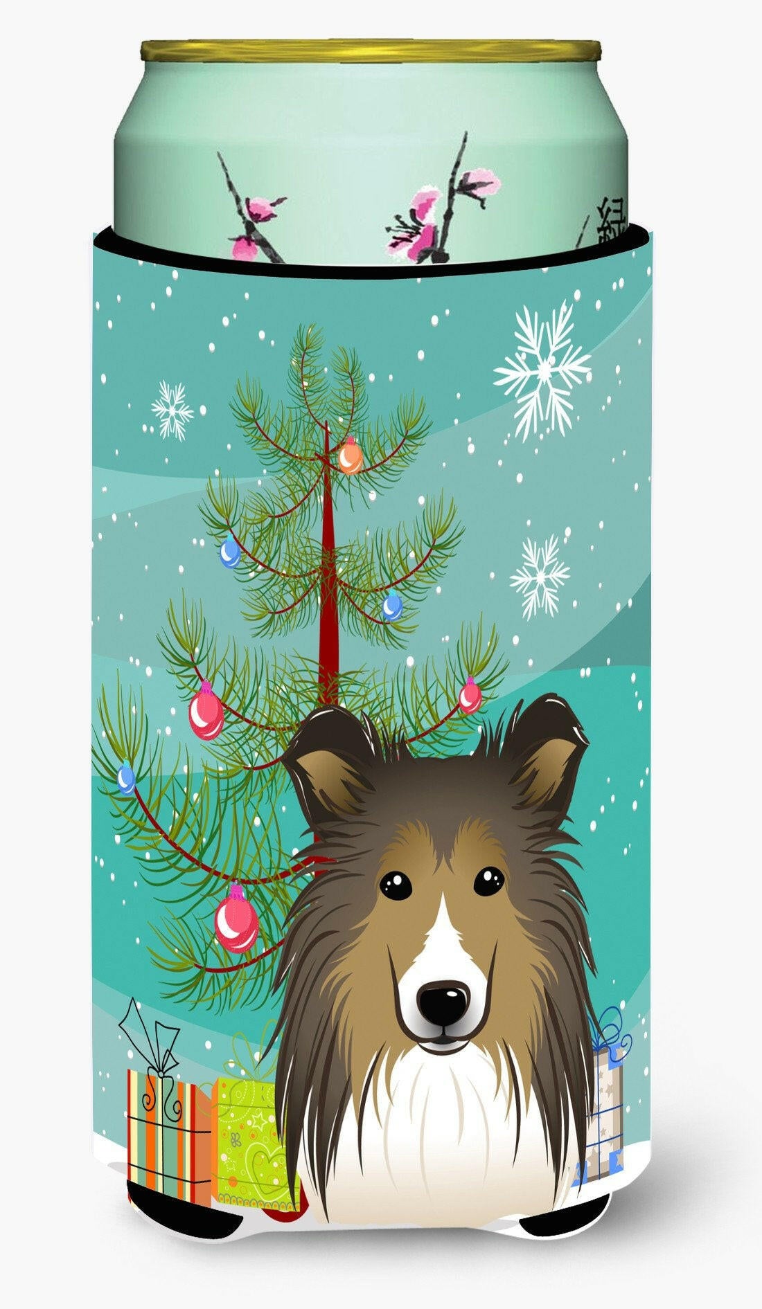Christmas Tree and Sheltie Tall Boy Beverage Insulator Hugger BB1614TBC by Caroline&#39;s Treasures