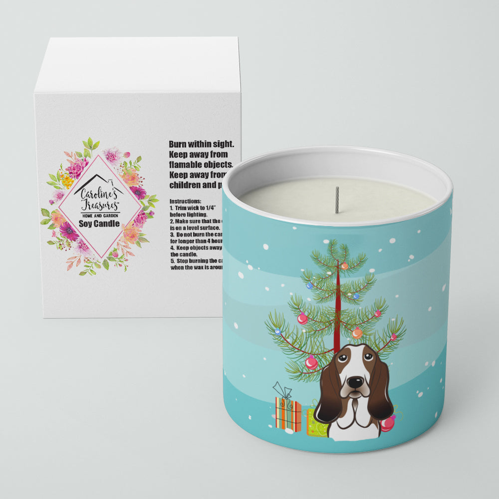 Christmas Tree and Basset Hound 10 oz Decorative Soy Candle - the-store.com