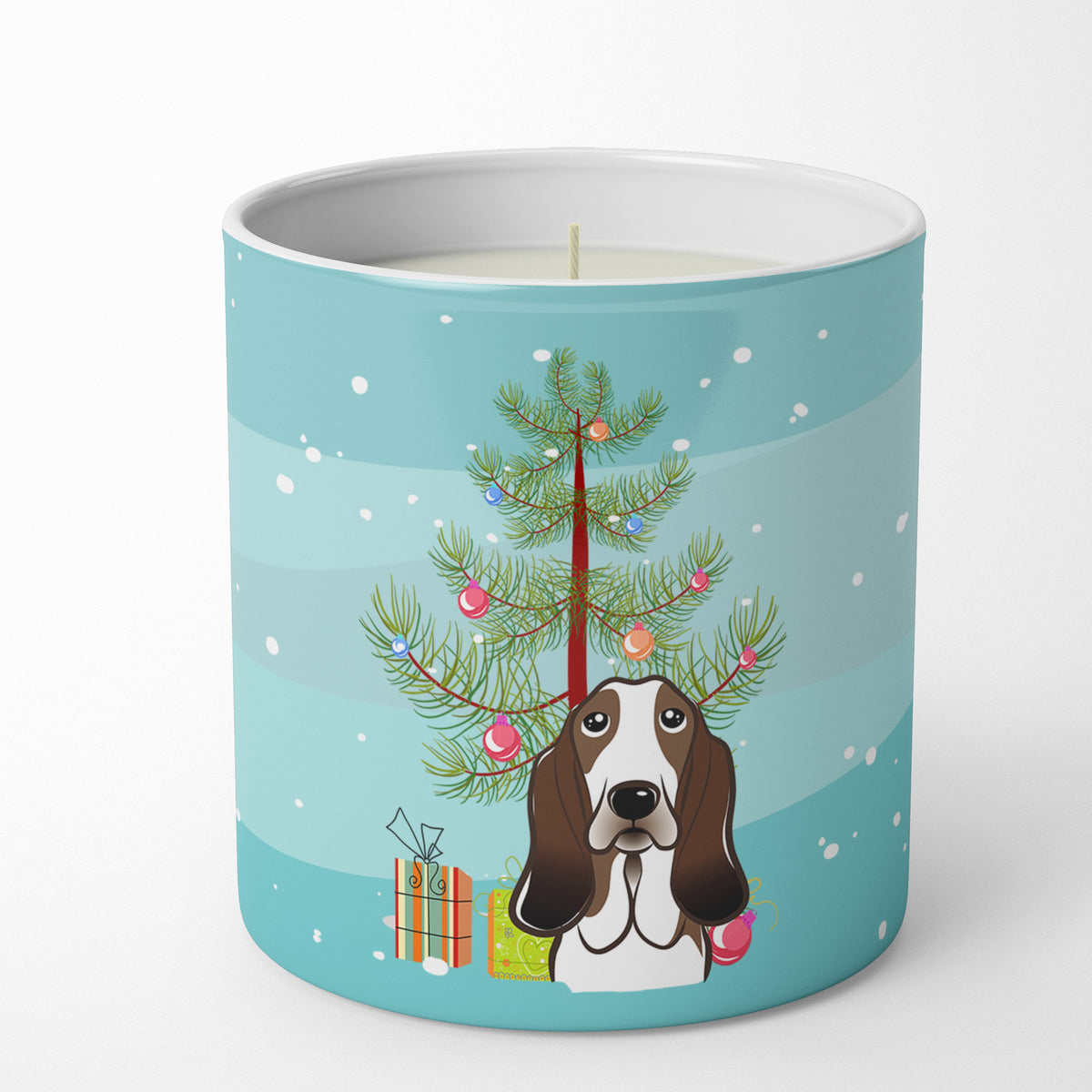 Buy this Christmas Tree and Basset Hound 10 oz Decorative Soy Candle