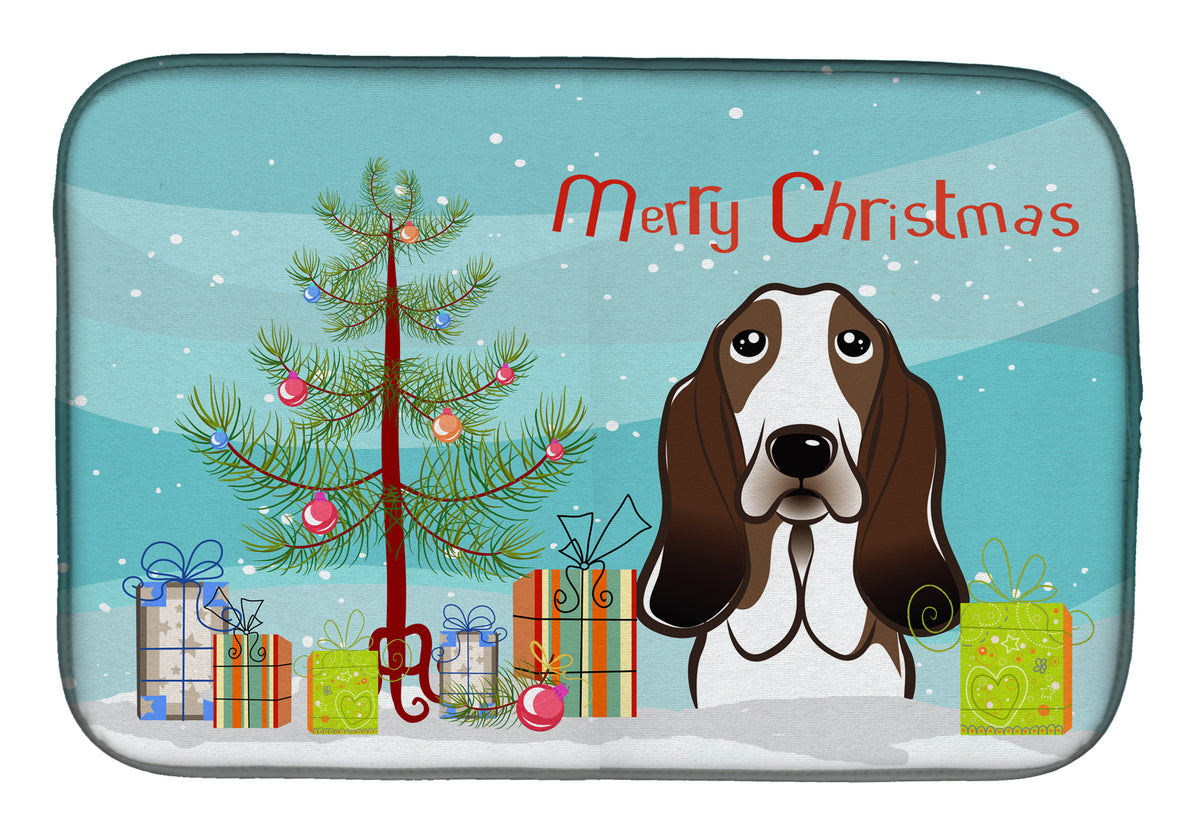 Christmas Tree and Basset Hound Dish Drying Mat BB1615DDM  the-store.com.