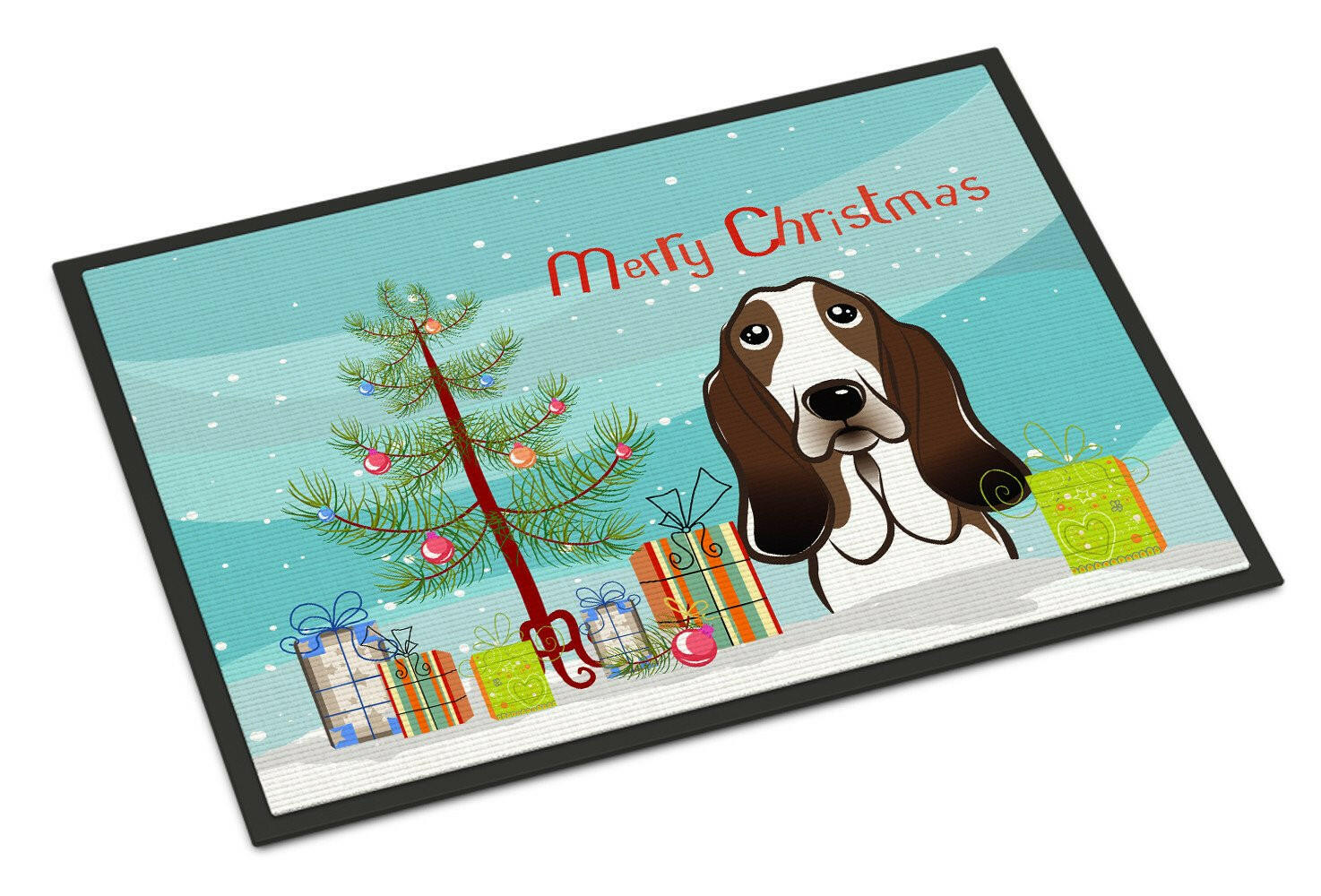 Christmas Tree and Basset Hound Indoor or Outdoor Mat 24x36 BB1615JMAT - the-store.com
