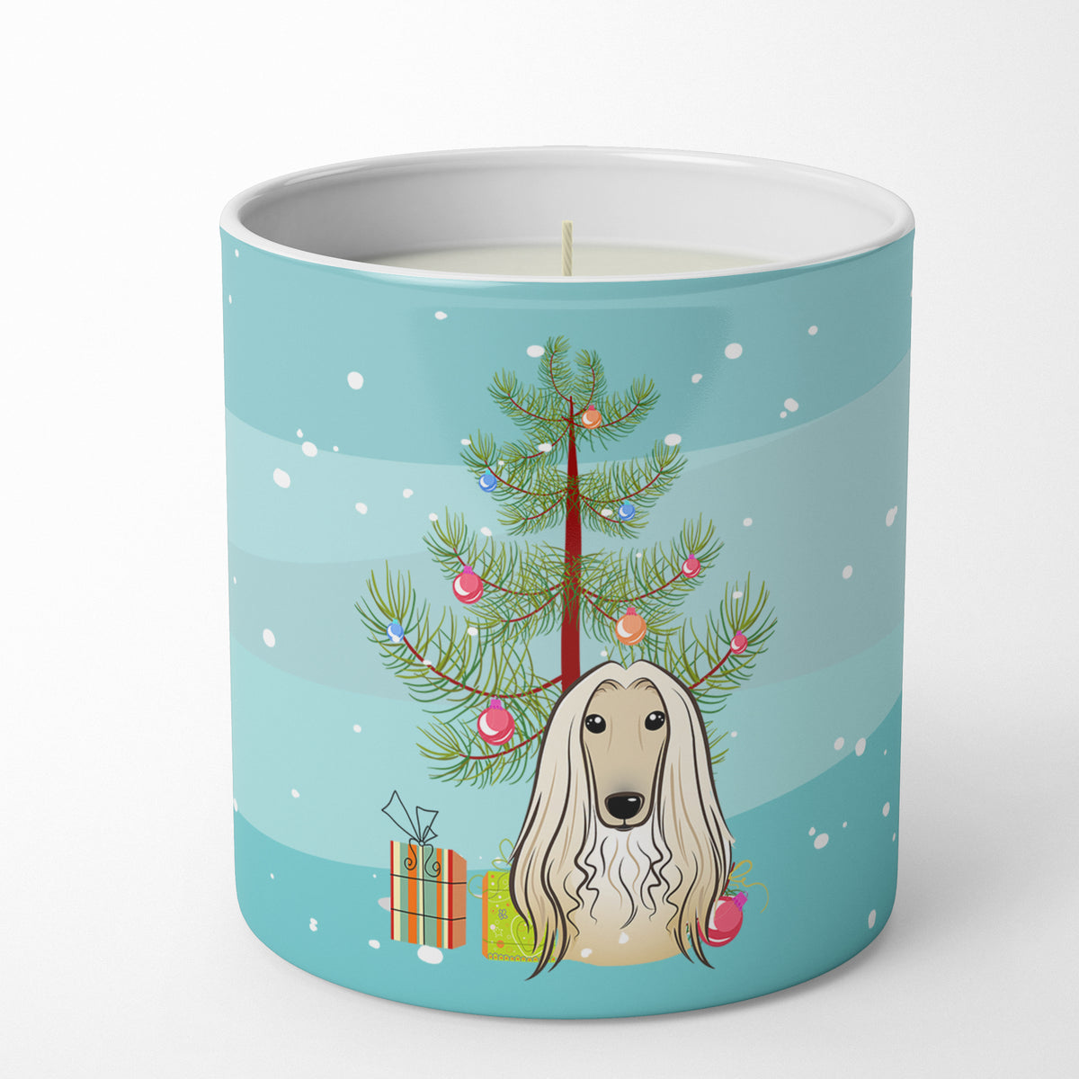 Buy this Christmas Tree and Afghan Hound 10 oz Decorative Soy Candle