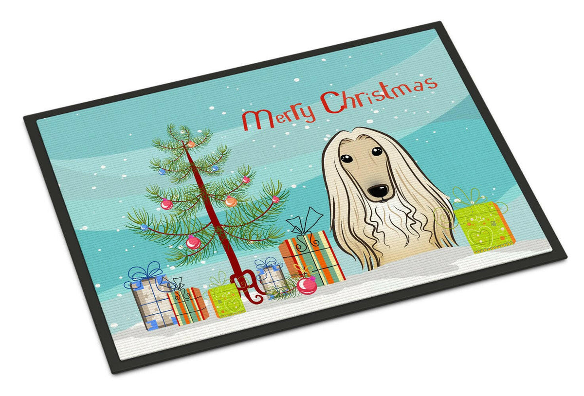 Christmas Tree and Afghan Hound Indoor or Outdoor Mat 24x36 BB1616JMAT - the-store.com
