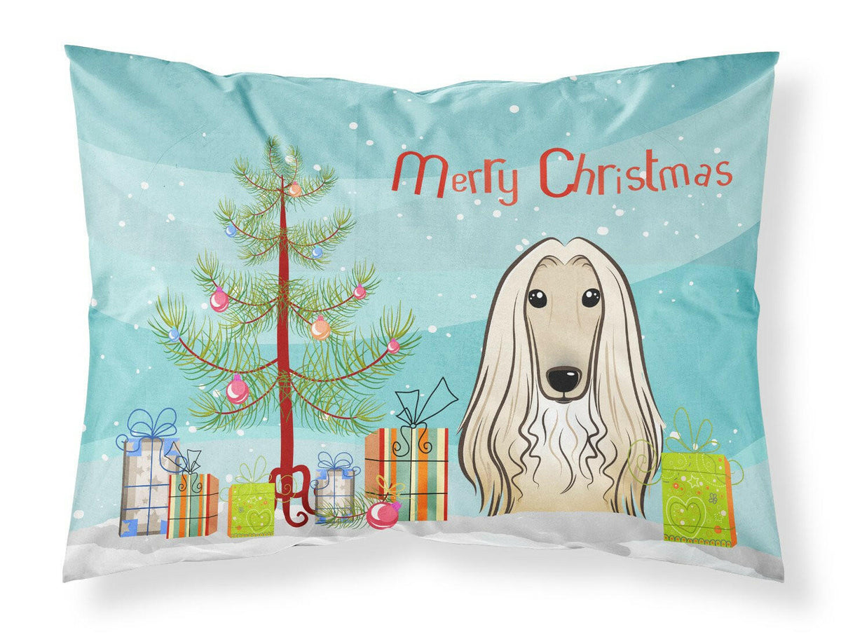 Christmas Tree and Afghan Hound Fabric Standard Pillowcase BB1616PILLOWCASE by Caroline&#39;s Treasures